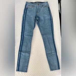 Universal Thread Light Blue Two Toned Skinny Jeans with Fringe Design at Bottom
